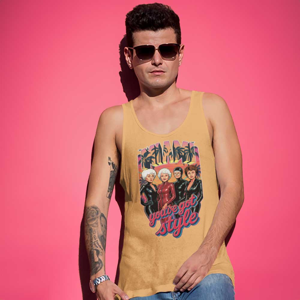 Golden Girls in Rubber Tank Top – Miami Latex Kink Fetish Tee