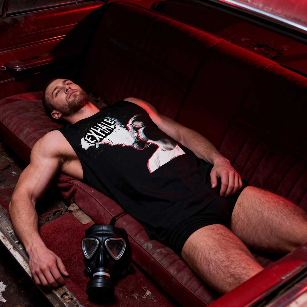EXHALE Muscle Tee – Gas Mask Edition