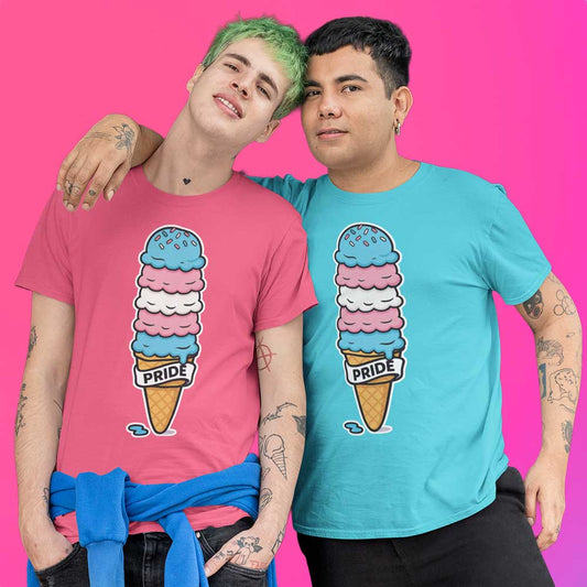 Trans Pride Ice Cream Shirt – Cute LGBTQ Graphic Tee in Pink & Blue
