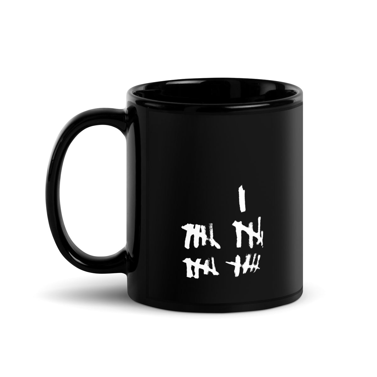 Happy Little Cum Dump black glossy ceramic mug with tally marks graphic - Backroom Gear