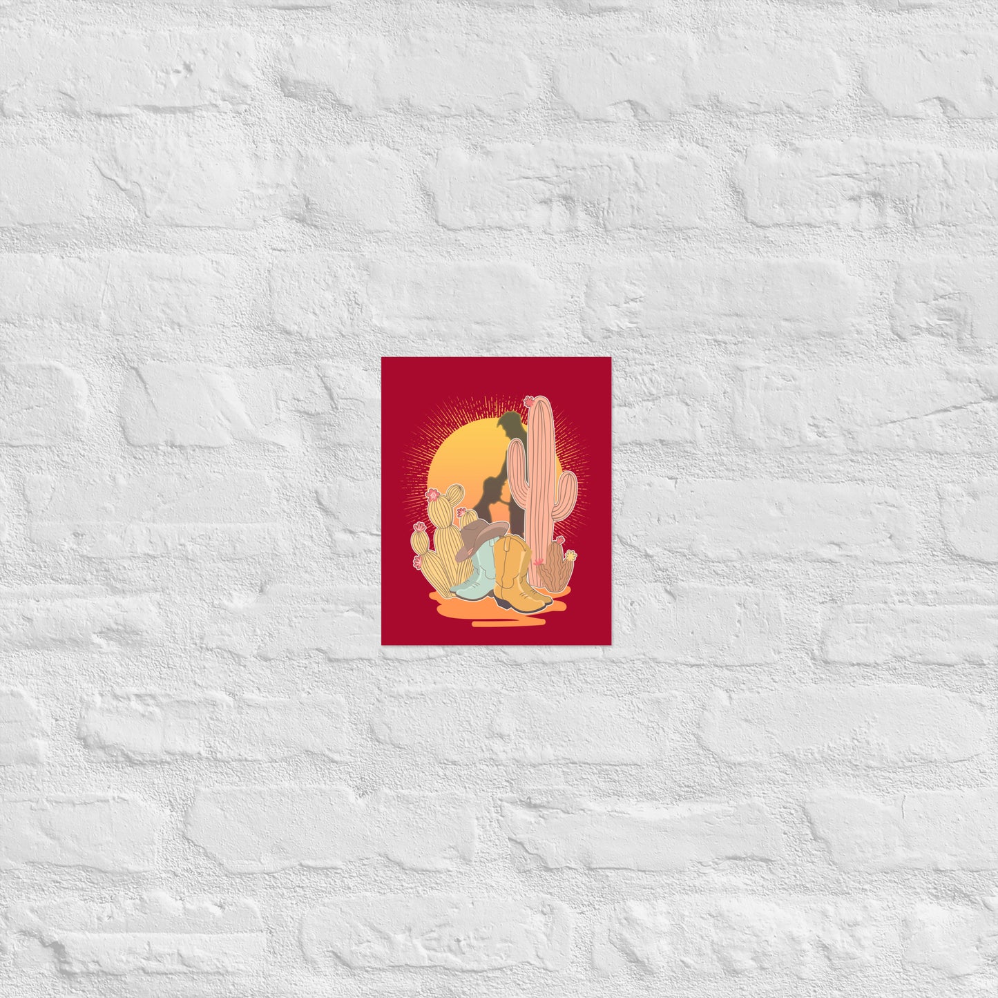 Vintage Brokeback Cowboy Sunset Print Western Gay Pride Poster