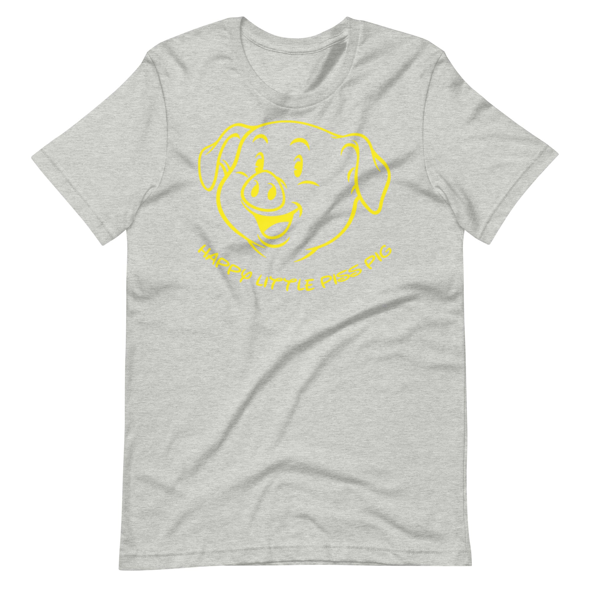 Athletic Heather Happy Little Piss Pig t-shirt - watersports kink pride LGBTQ+ tee by BackRoom Gear