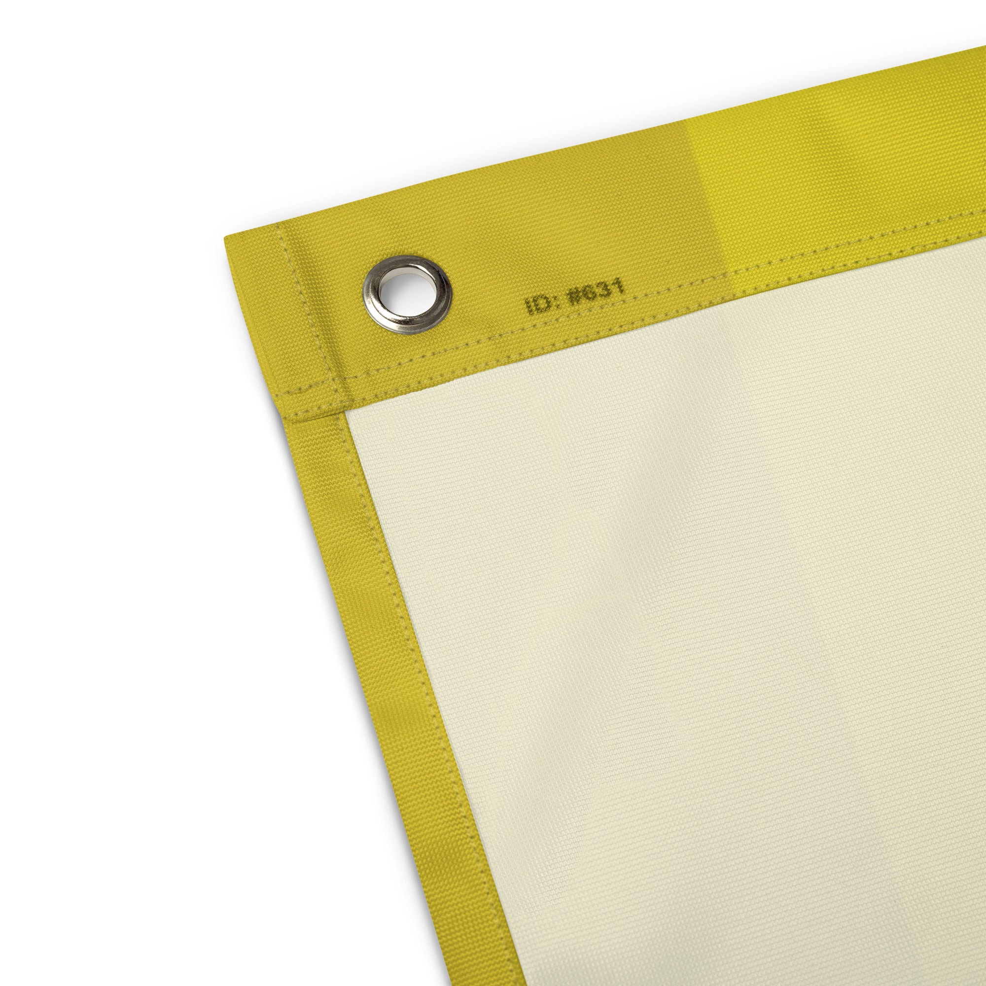 Close-up of the Piss Kink Pride Flag corner showcasing the yellow edge and grommet for easy hanging.