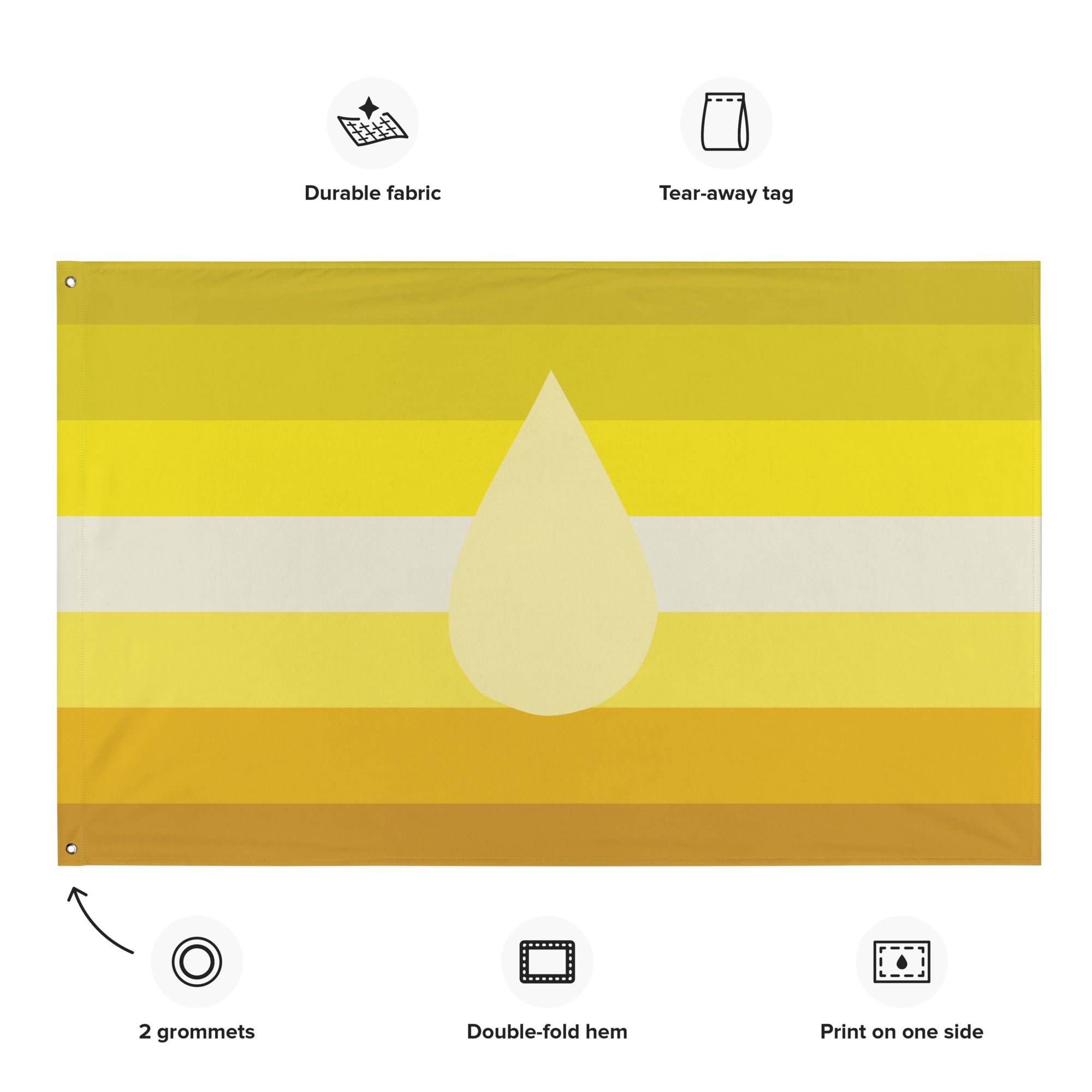 Piss Kink Pride Flag design featuring yellow stripes and a central droplet, celebrating kink pride flag.