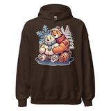 Hoodie in dark chocolate featuring cuddly bear winter design - cozy winter wear for US gay bear community