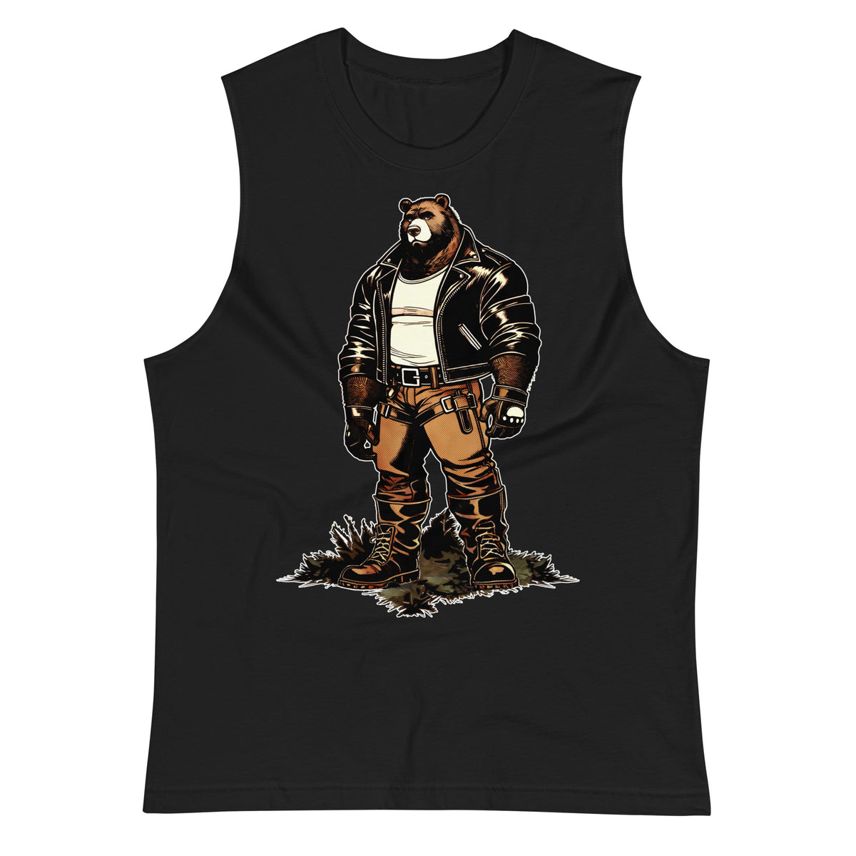 Leather Daddy Bear Muscle Tank | Gay Pride Bear Community Tank Top