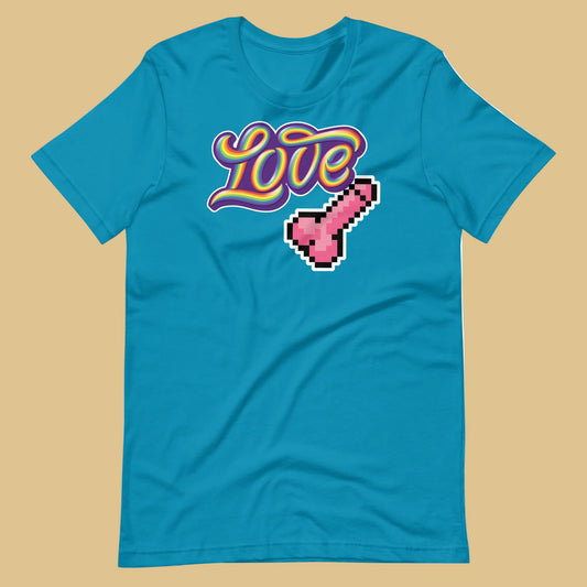 Love Dick Shirt-Aqua flat-backroomgear - your LGBTQI Gay Kink Apparel Store