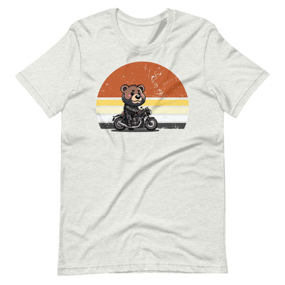 Leather Biker Bear T-Shirt Cute Retro Sunset Design