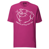 Happy Little Pit Pig berry t-shirt front view with pit pig graphic - Backroom Gear