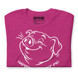 Folded Happy Little Pit Pig berry t-shirt front view with pit pig graphic - Backroom Gear
