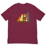Bear-in-the-woods-Maroon-T-Shirt-Flat Backroom-Gear - Wild Leather Bear Pride T-Shirt – Gay Bear Flag Tee – LGBTQ+ pride t-shirts US UK – Gay pride shirts collection – Made-to-order gay apparel