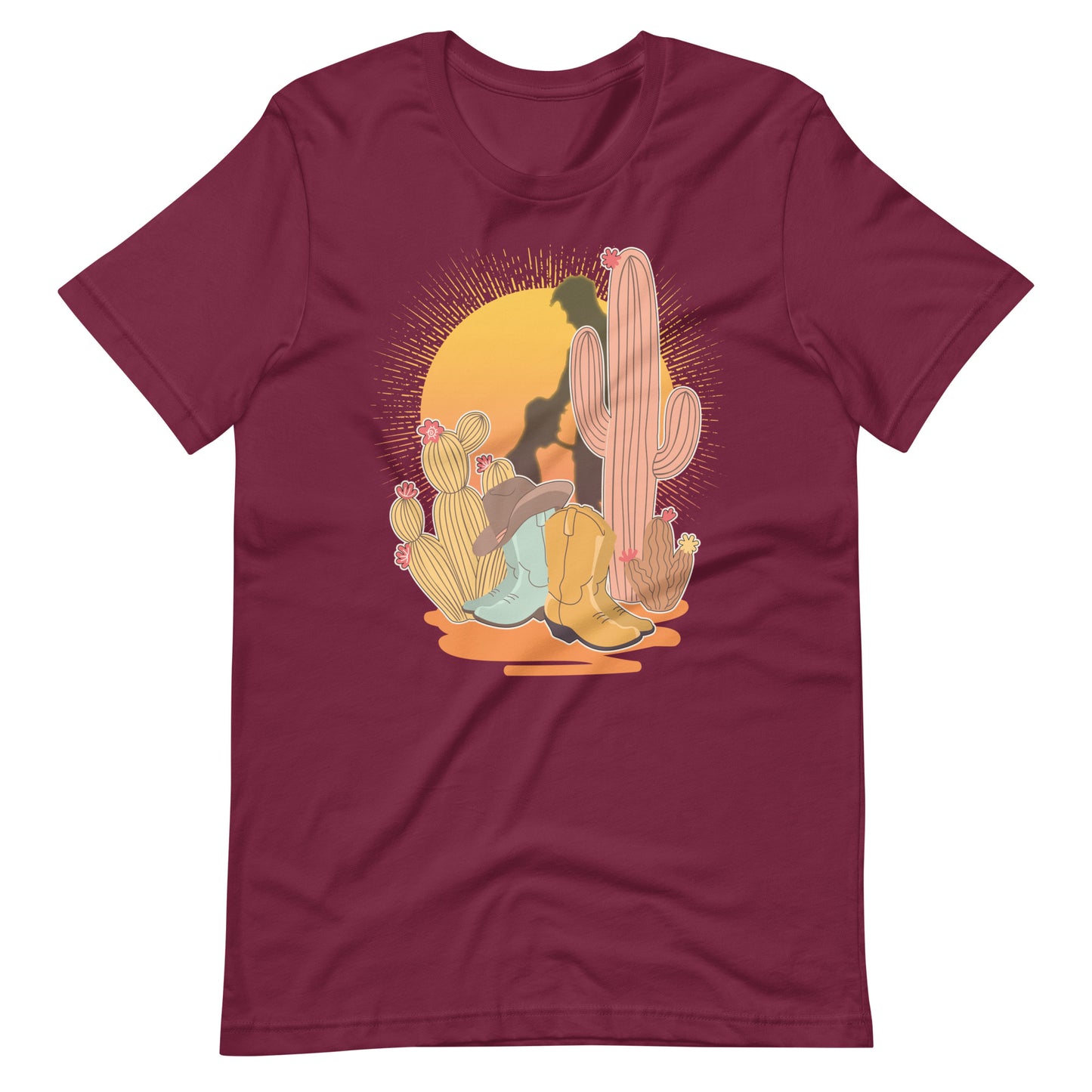 Vintage Brokeback Cowboy Sunset T-Shirt Western Gay Pride Tee