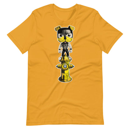 Hydrant-Pup-shirt mustard flat - backroomgear - your LGBTQI Gay Kink Apparel Store