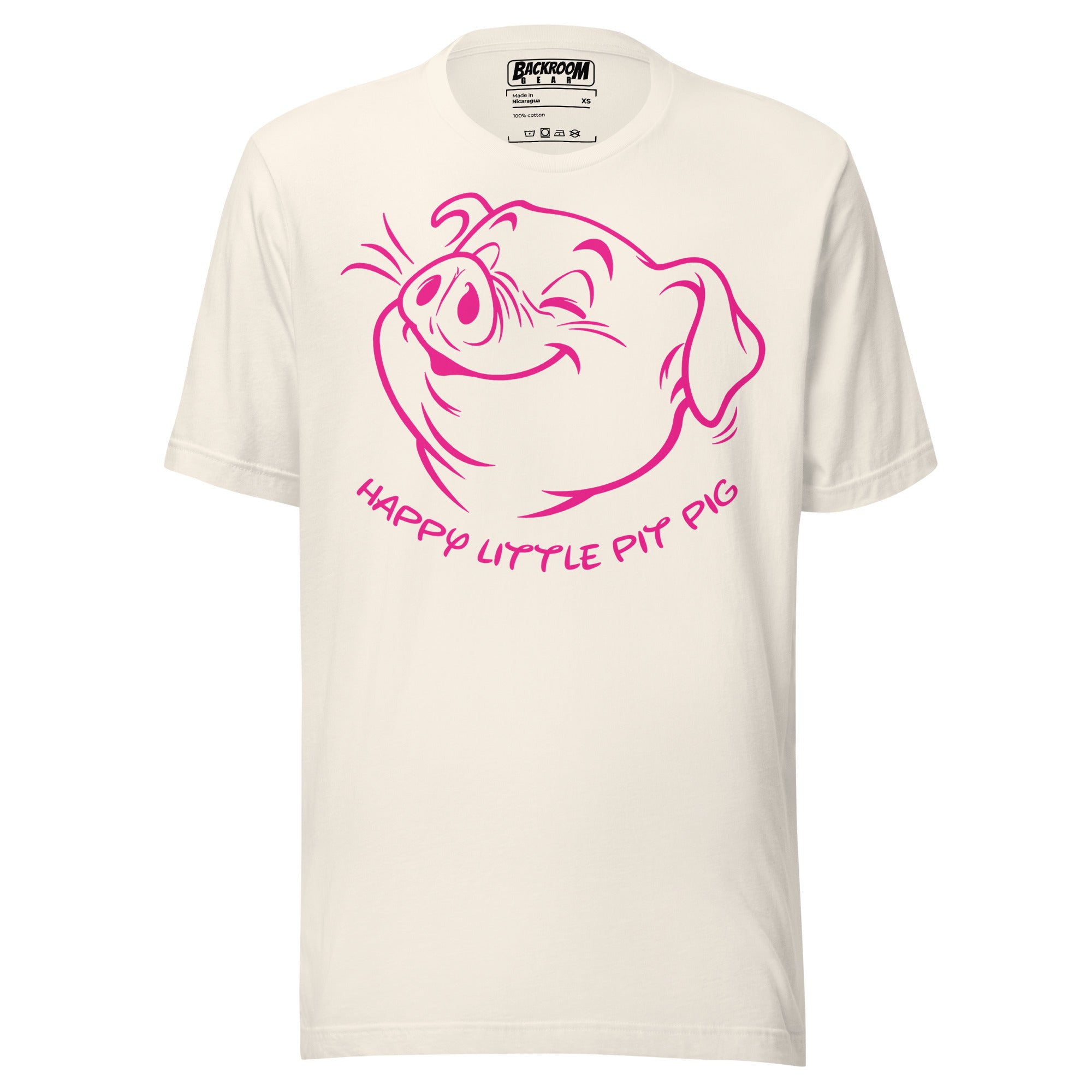 Happy Little Pit Pig vintage white t-shirt front view with pit pig graphic - Backroom Gear