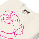 Happy Little Pit Pig vintage white t-shirt close-up detail of pit pig graphic - Backroom Gear