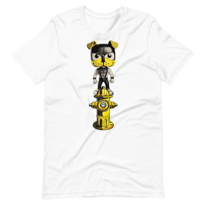 Hydrant-Pup-shirt white flat - backroomgear - your LGBTQI Gay Kink Apparel Store