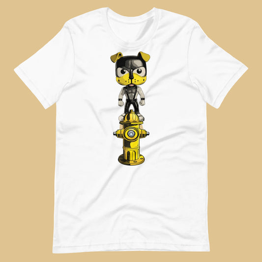 Hydrant-Pup-shirt white flat - backroomgear - your LGBTQI Gay Kink Apparel Store