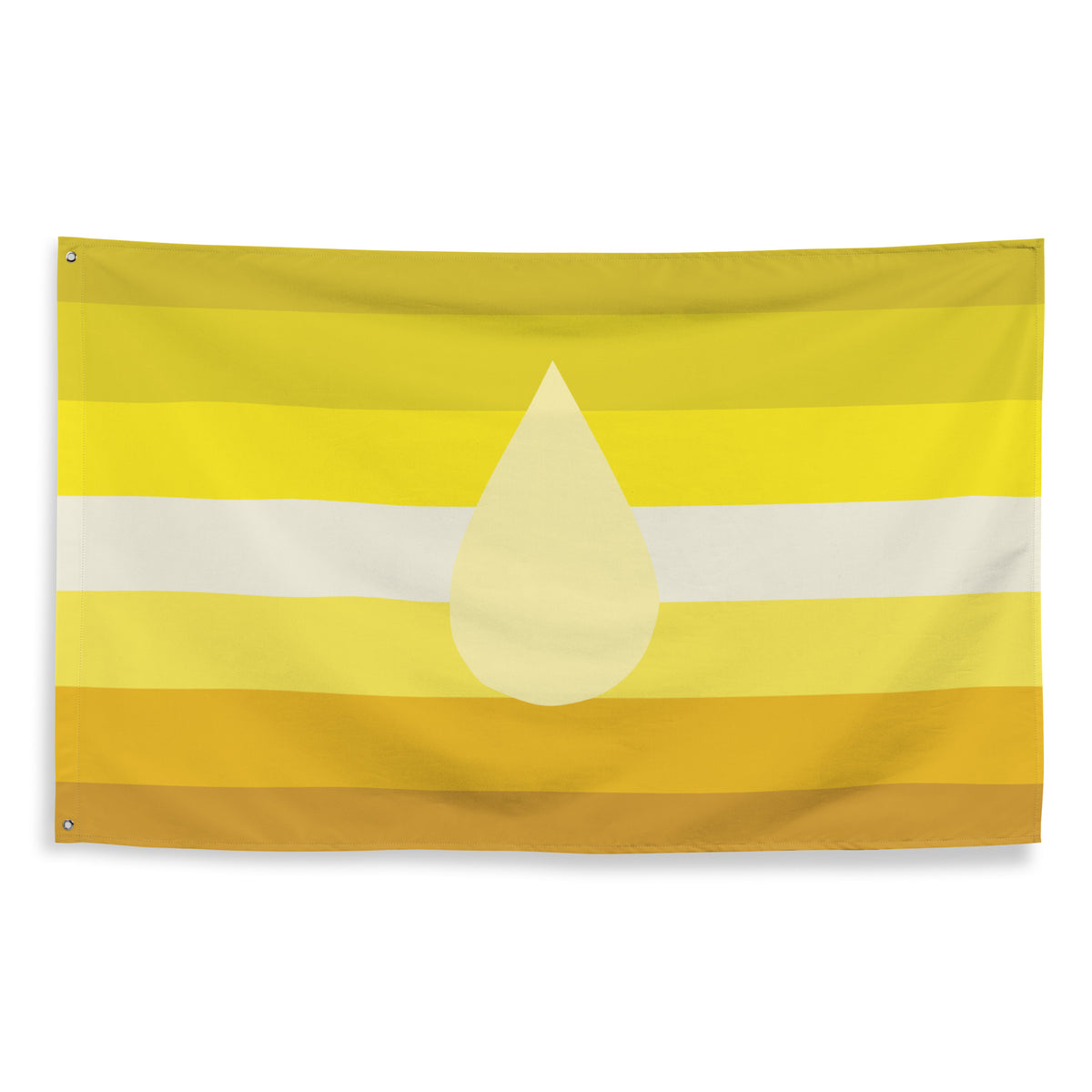 Piss Kink Pride Flag featuring bold yellow stripes and a central drop symbol, representing kink pride flag.