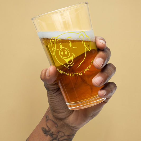 Happy Little Piss Pig Pint Glass – 16oz Watersports Kink